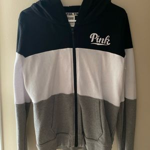 black, white, and gray full zip. warm and cozy!